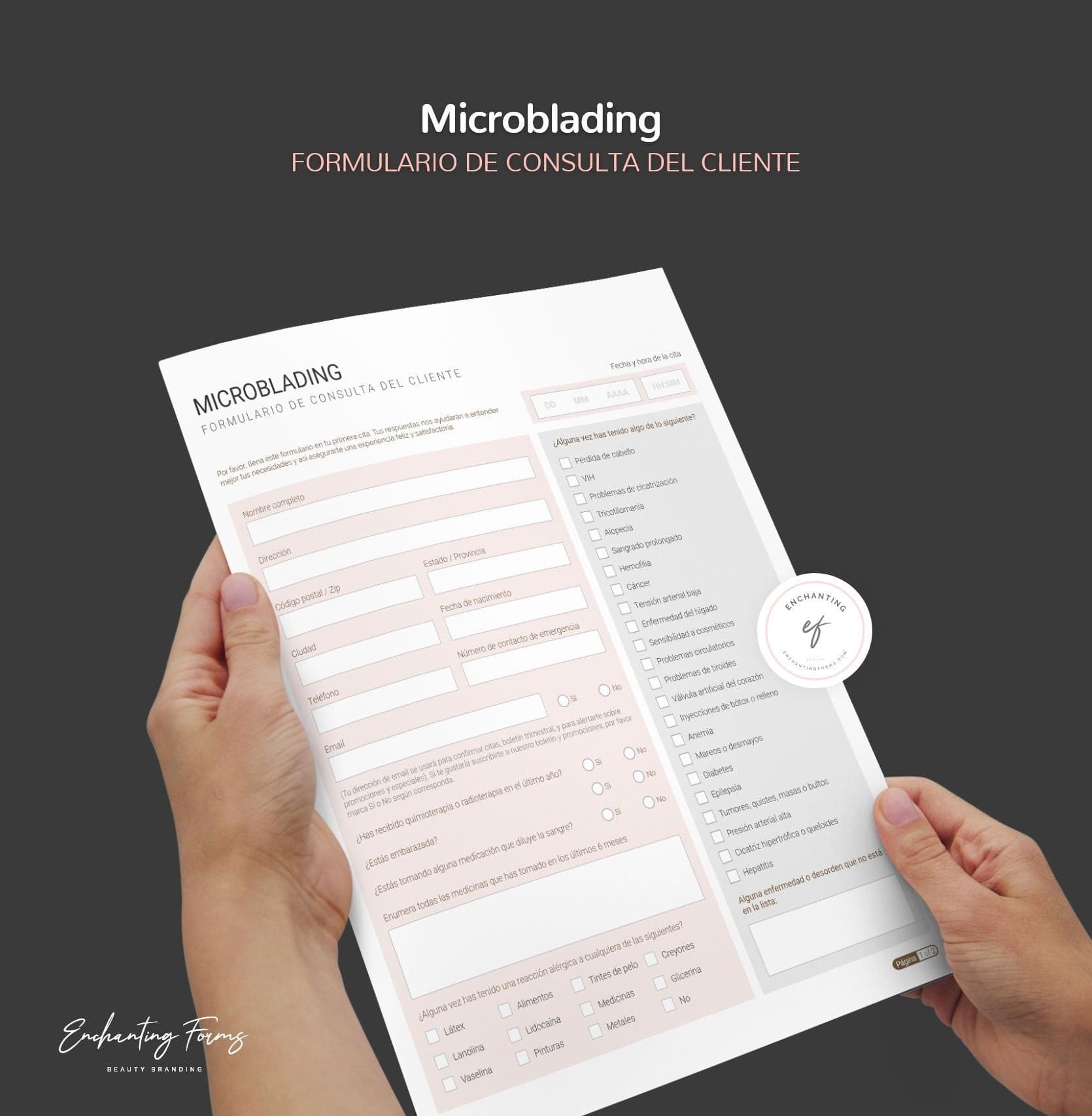 Spanish microblading consultation consent forms - formularios microblading en español PDF