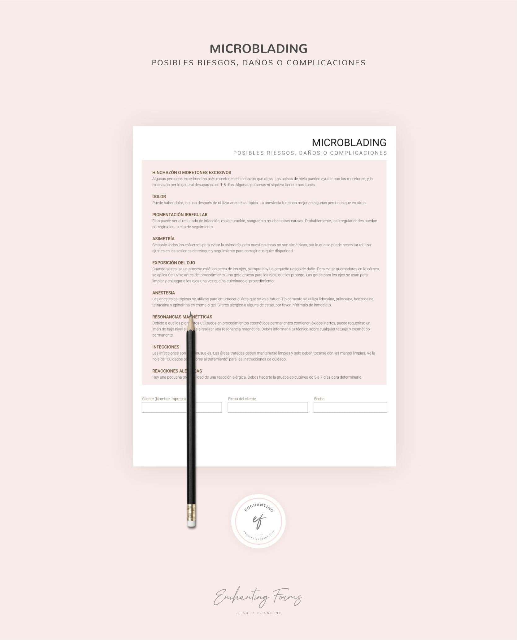 Spanish microblading consultation consent forms - formularios microblading en español PDF