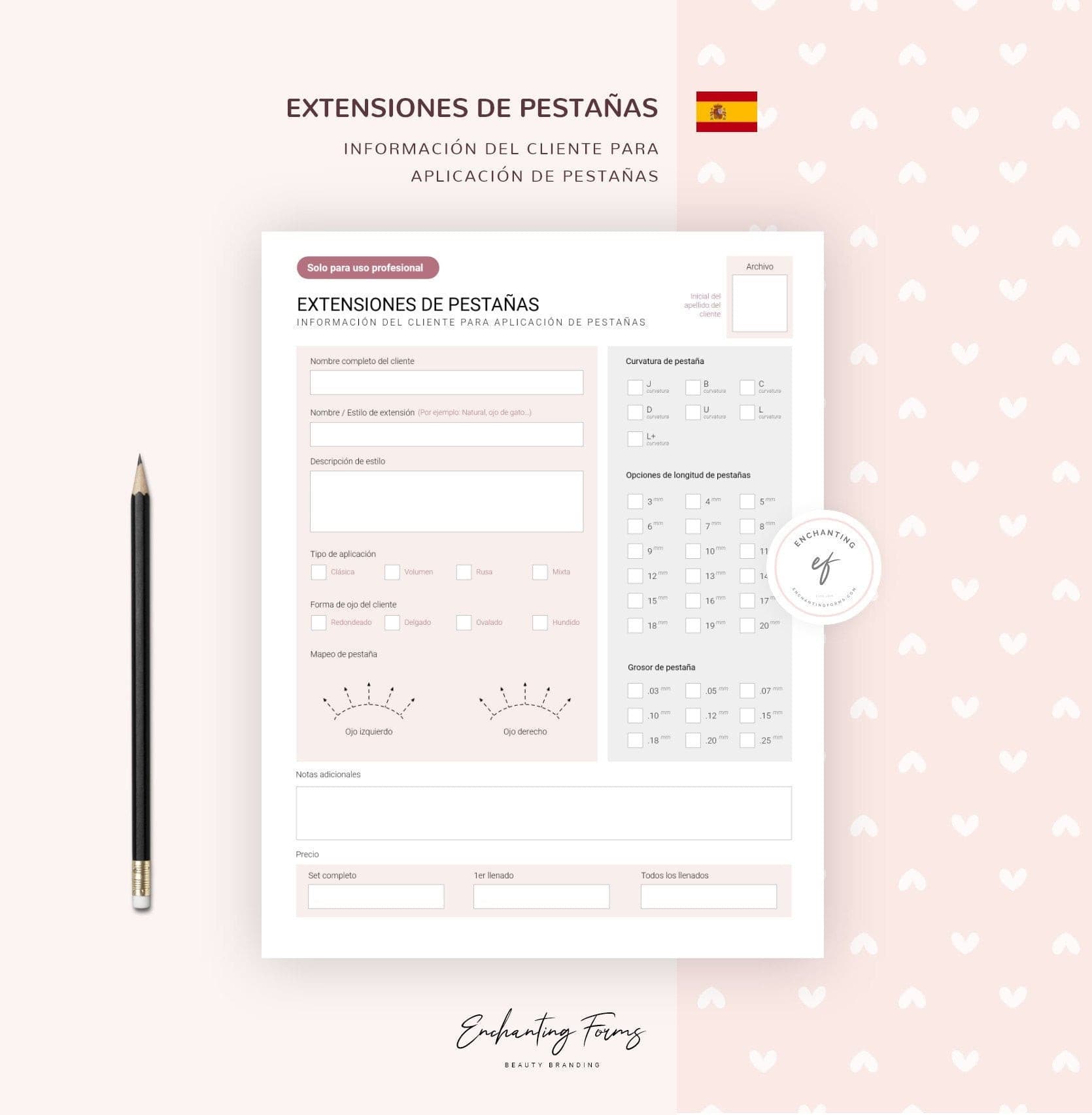 Spanish lash extension consultation consent forms - formularios pestañas en español PDF