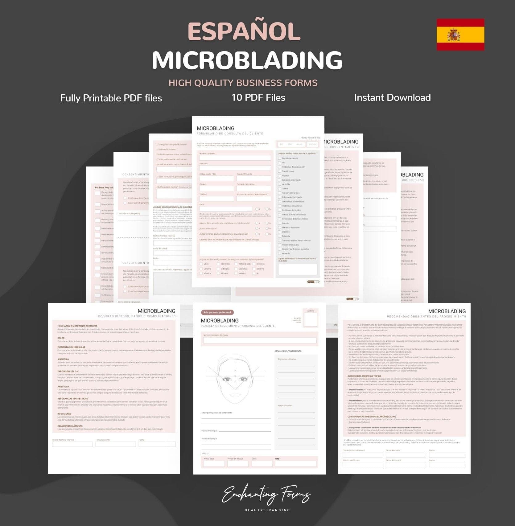 Spanish microblading consultation consent forms - formularios microblading en español PDF