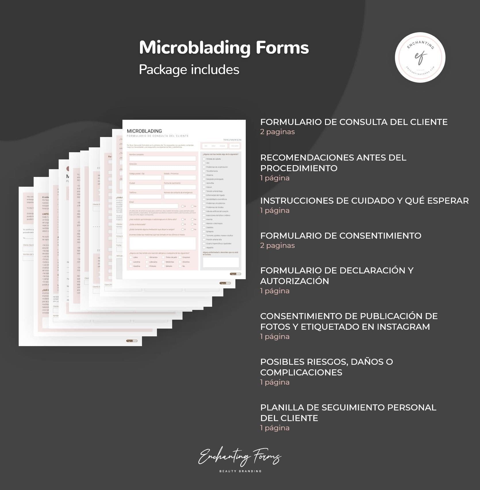 Spanish microblading consultation consent forms - formularios microblading en español PDF