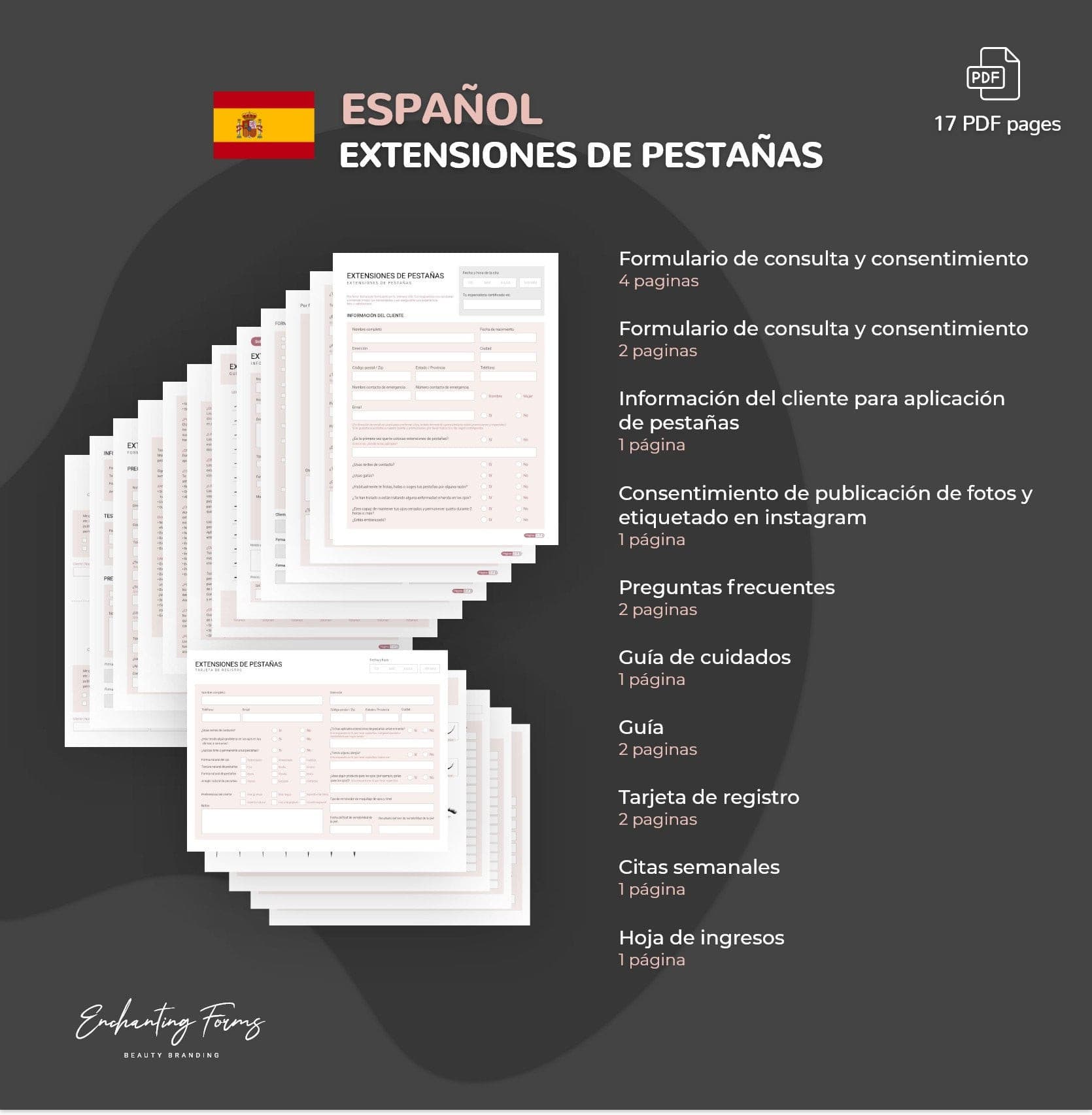 Spanish lash extension consultation consent forms - formularios pestañas en español PDF