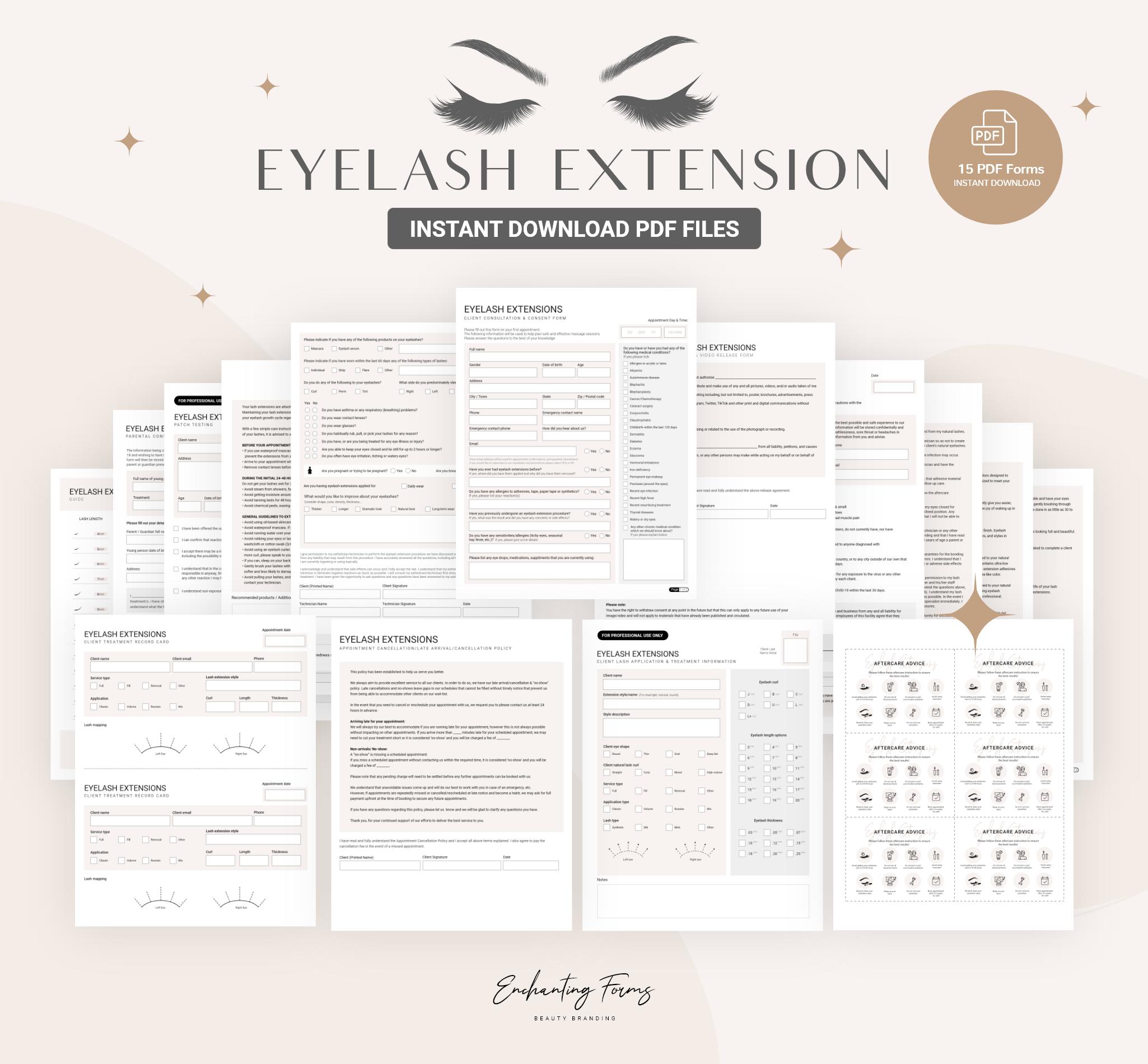 Eyelash Extension Consultation & Consent Forms Bundle