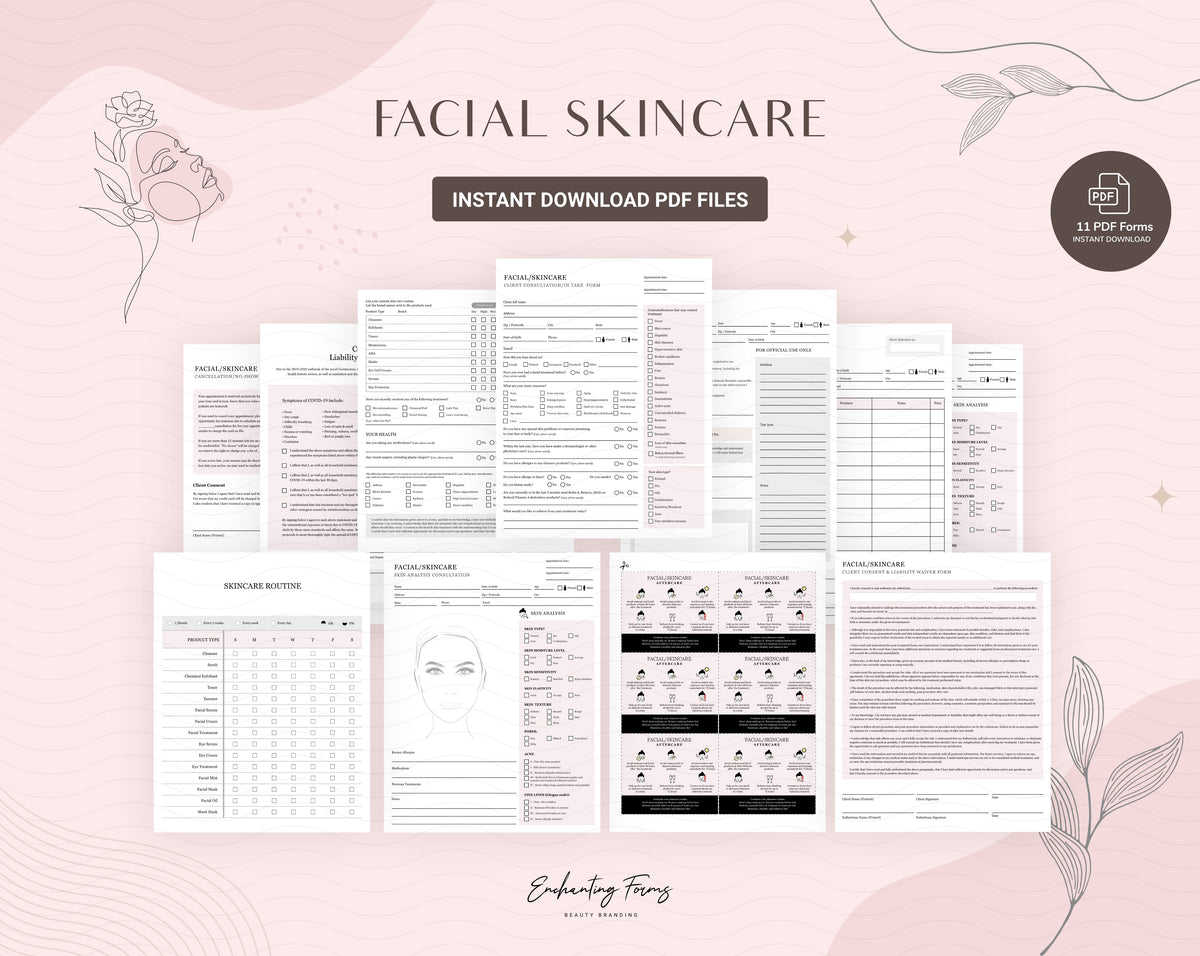 Skincare Consultation Forms | Fillable PDF Bundle