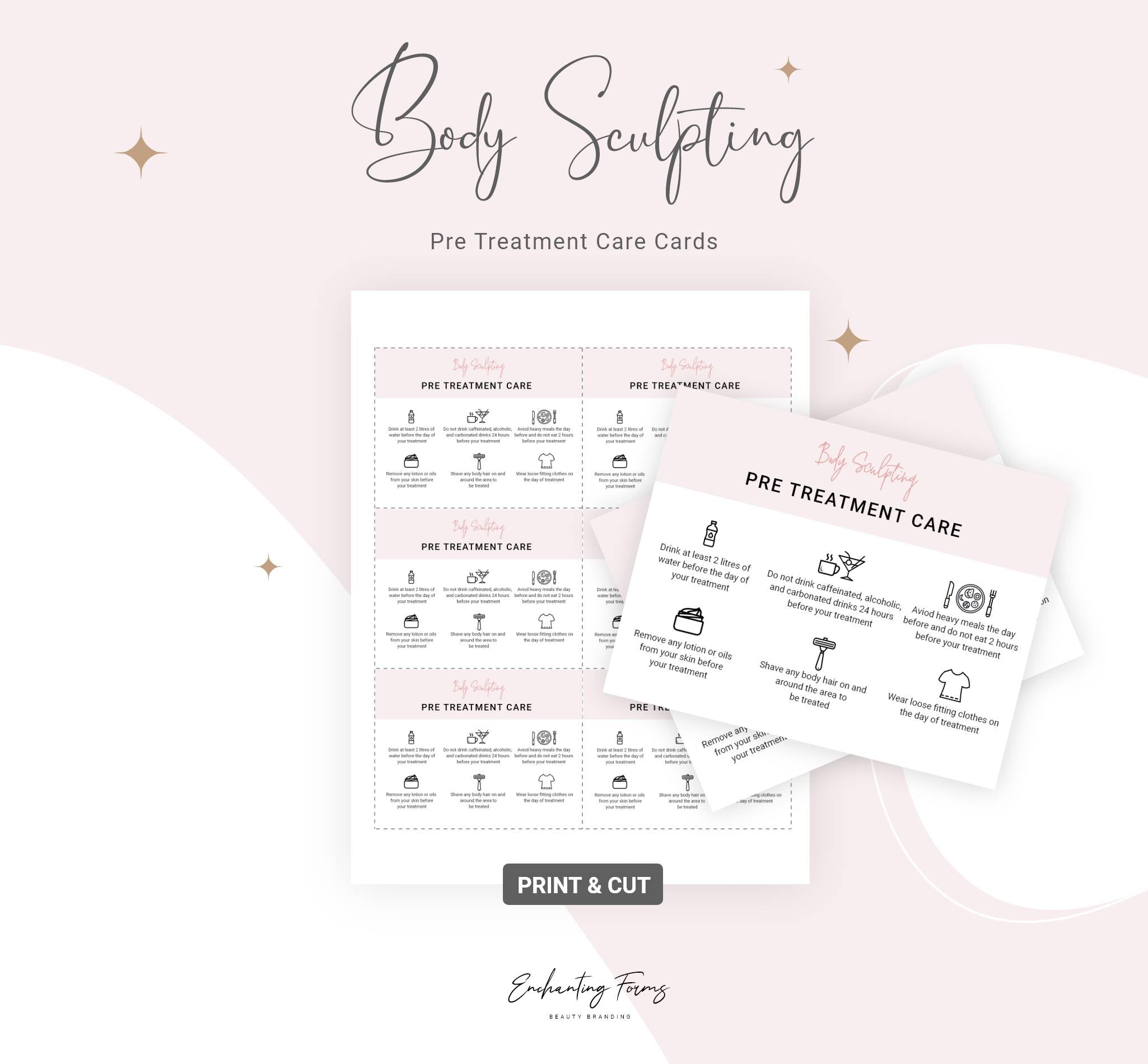 Body Sculpting Pre Treatment Care Cards