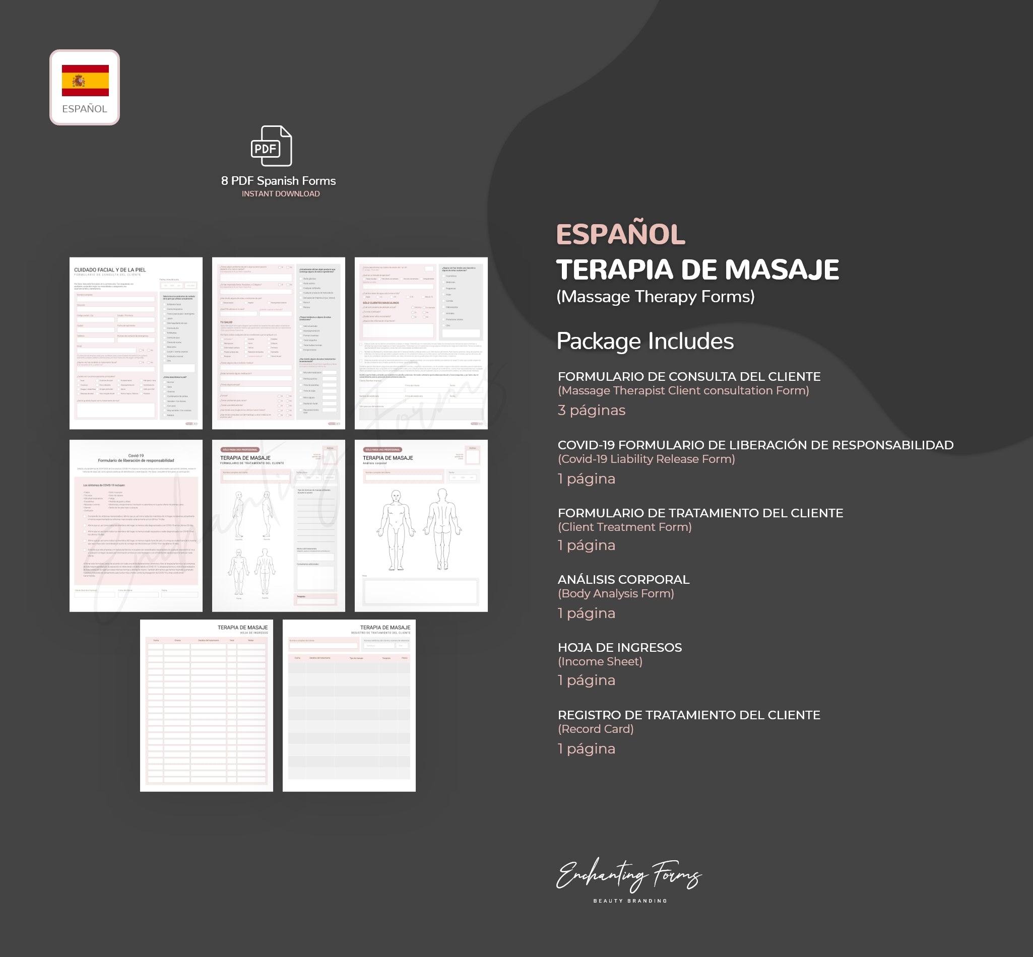 SPANISH (ESPAÑOL) - Massage Therapy Consultation & Consent Forms Bundle