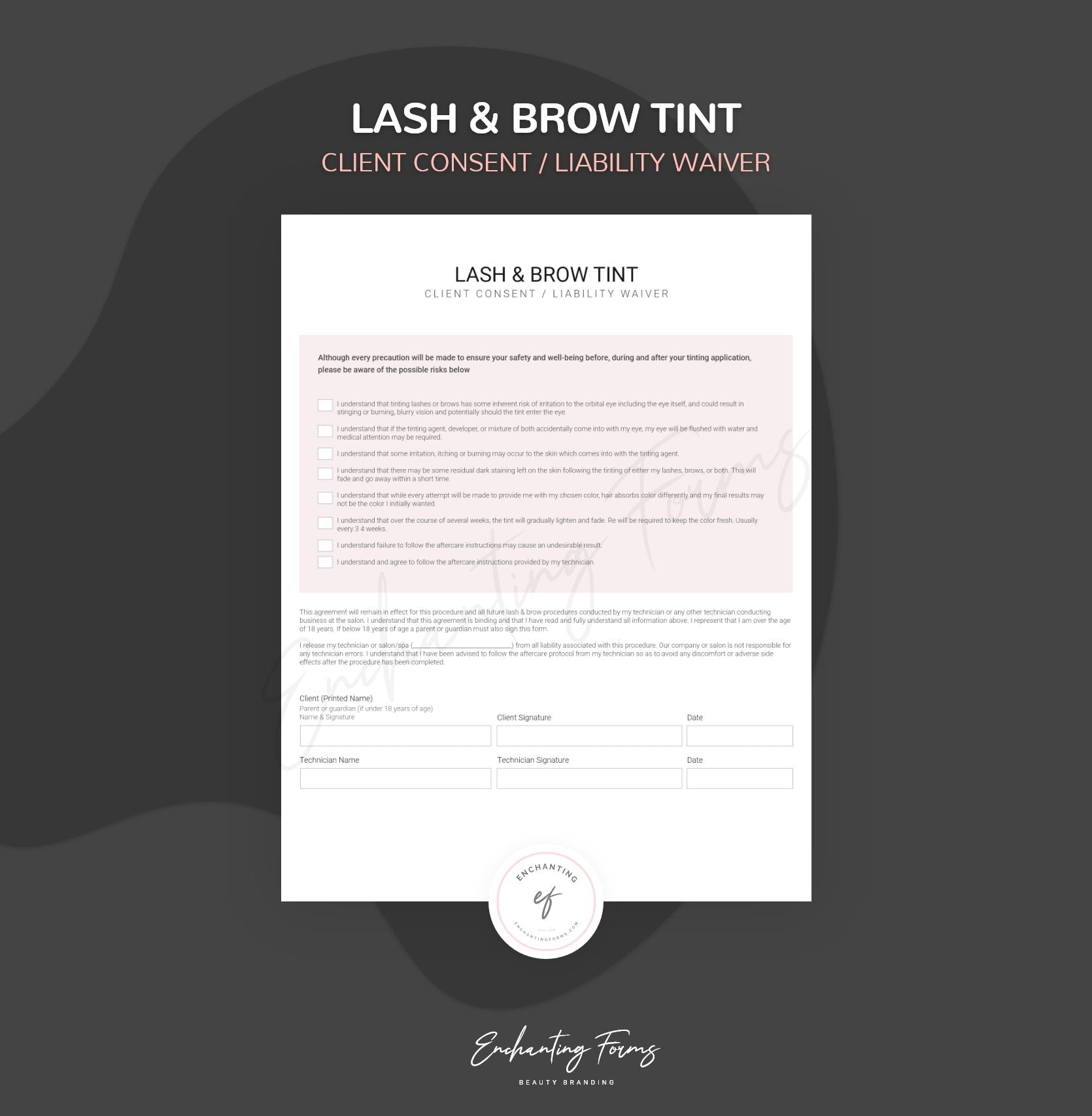 Lash and Brow Tinting Consultation Forms