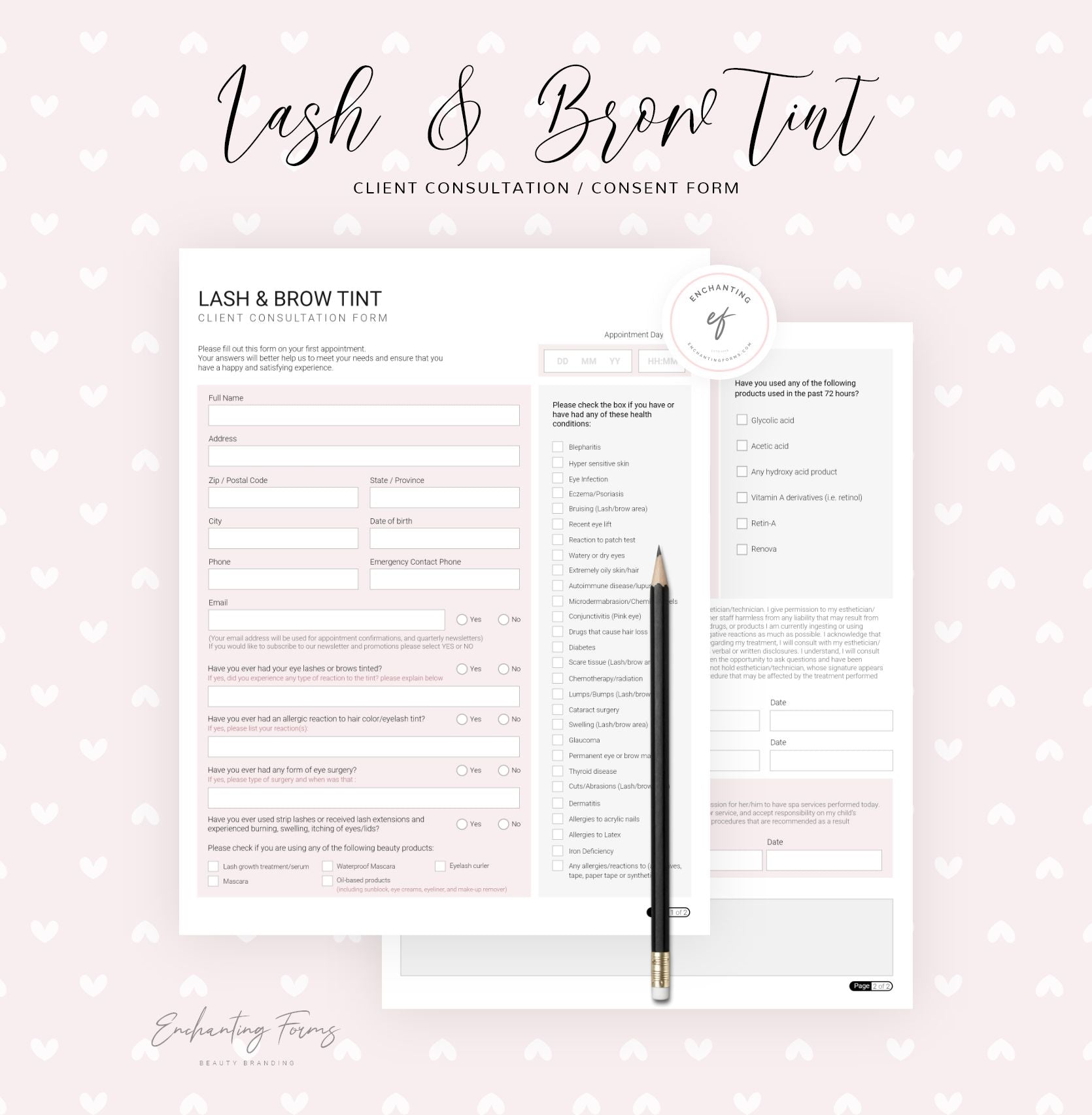 Lash and Brow Tinting Consultation Forms