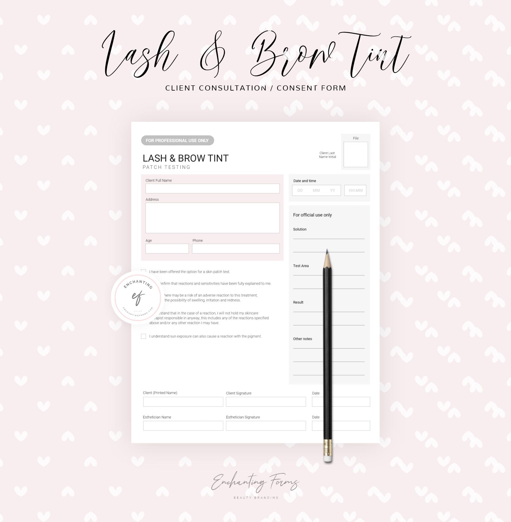 Lash and Brow Tinting Consultation Forms