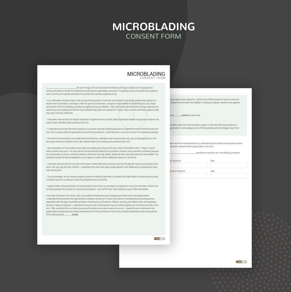 Microblading Intake Forms | Consent PDF Bundle