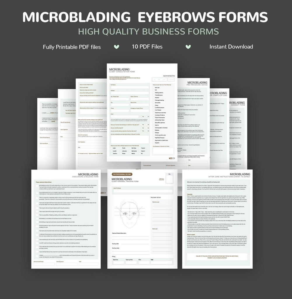Microblading Intake Forms | Consent PDF Bundle