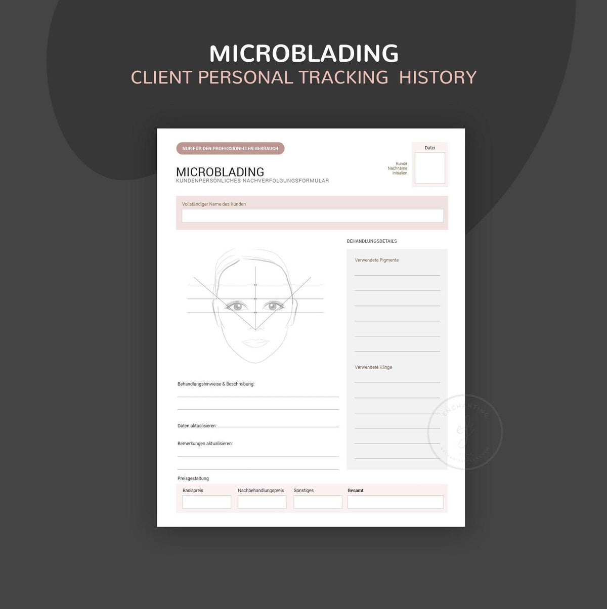 Deutsche - Microblading Consultation & Consent Forms Bundle (Blush Pin