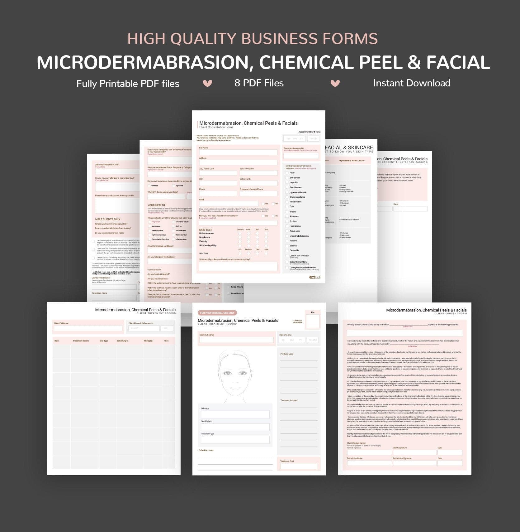 Microdermabrasion, Chemical Peel & Facial Skincare Consultation Consent Forms