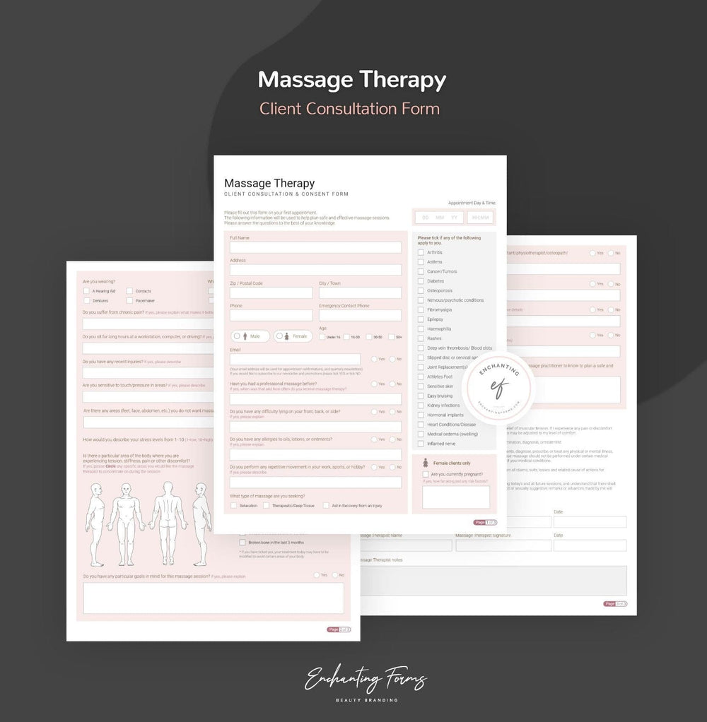 Massage Consent & Intake Forms | PDF Bundle