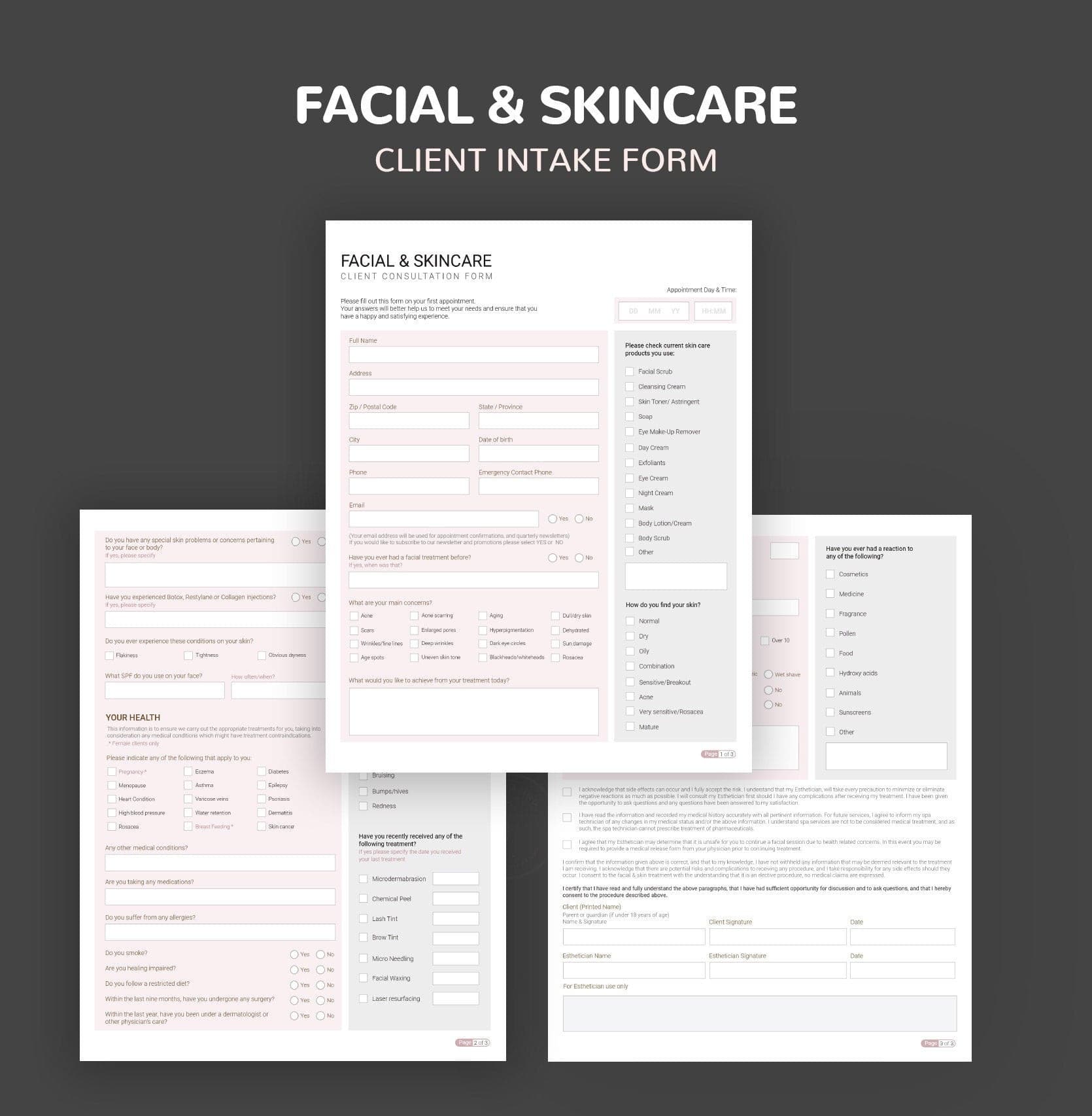 Skincare Consultation & Consent Forms