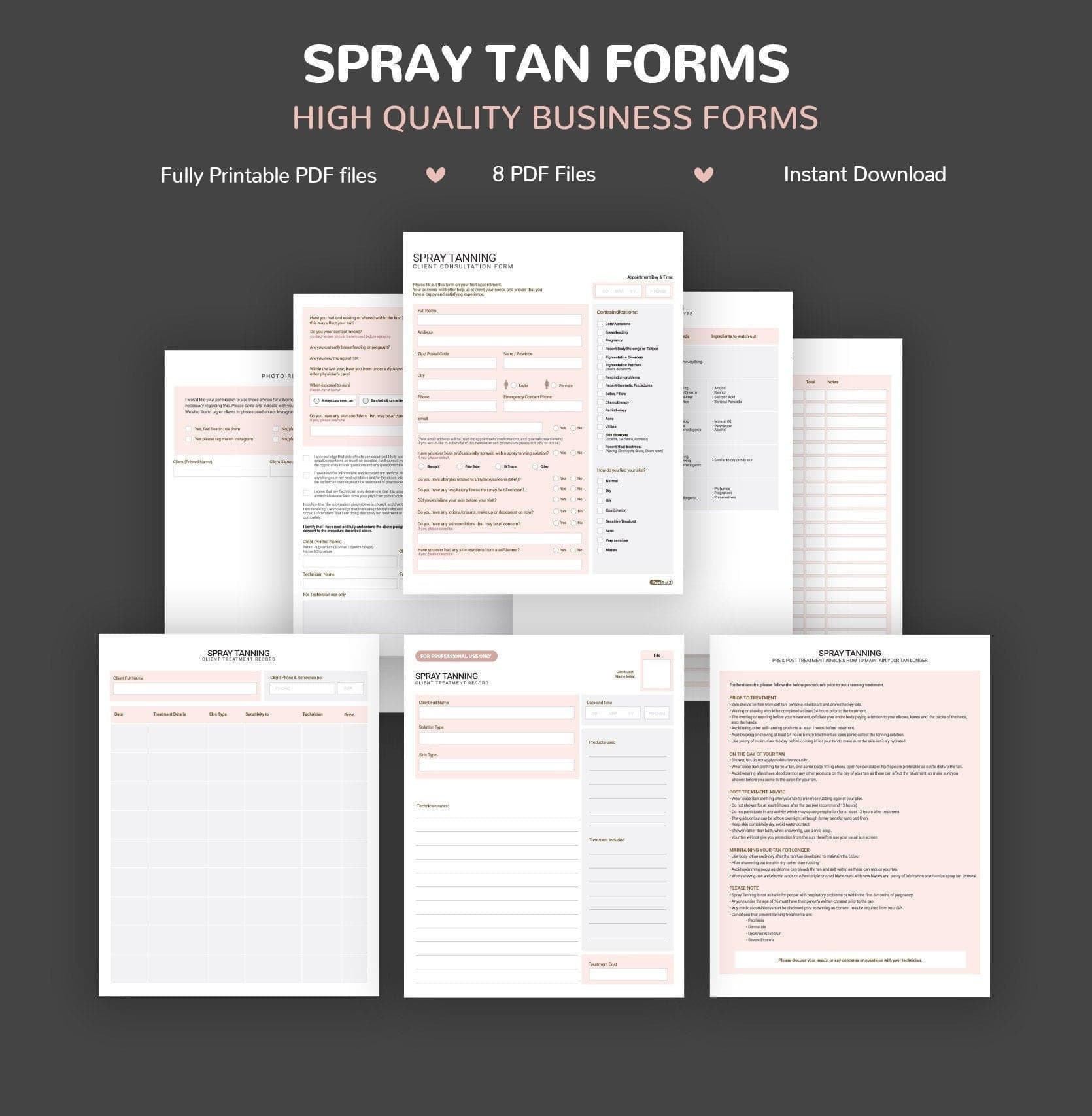 Spray Tan Consultation & Consent Forms