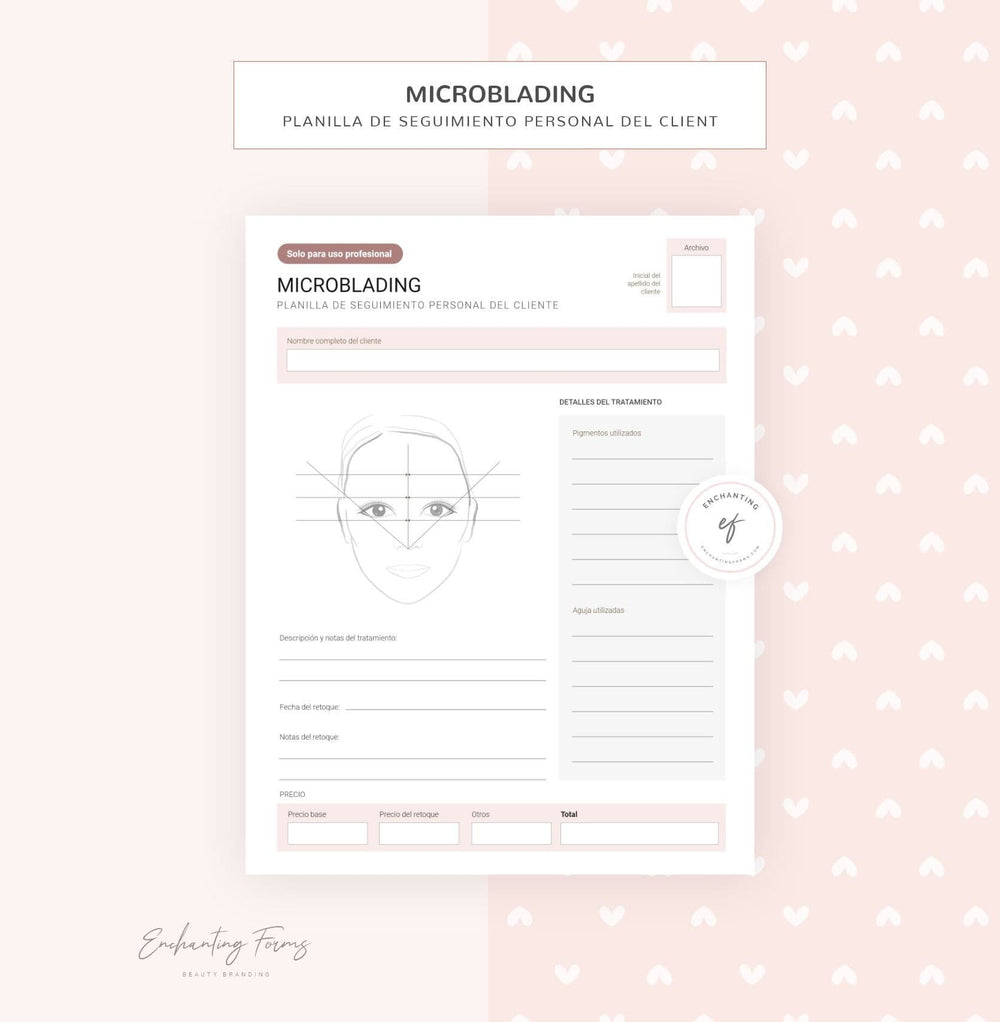 ESPAÑOL - Microblading Consultation & Consent Forms Bundle - Blush Pin