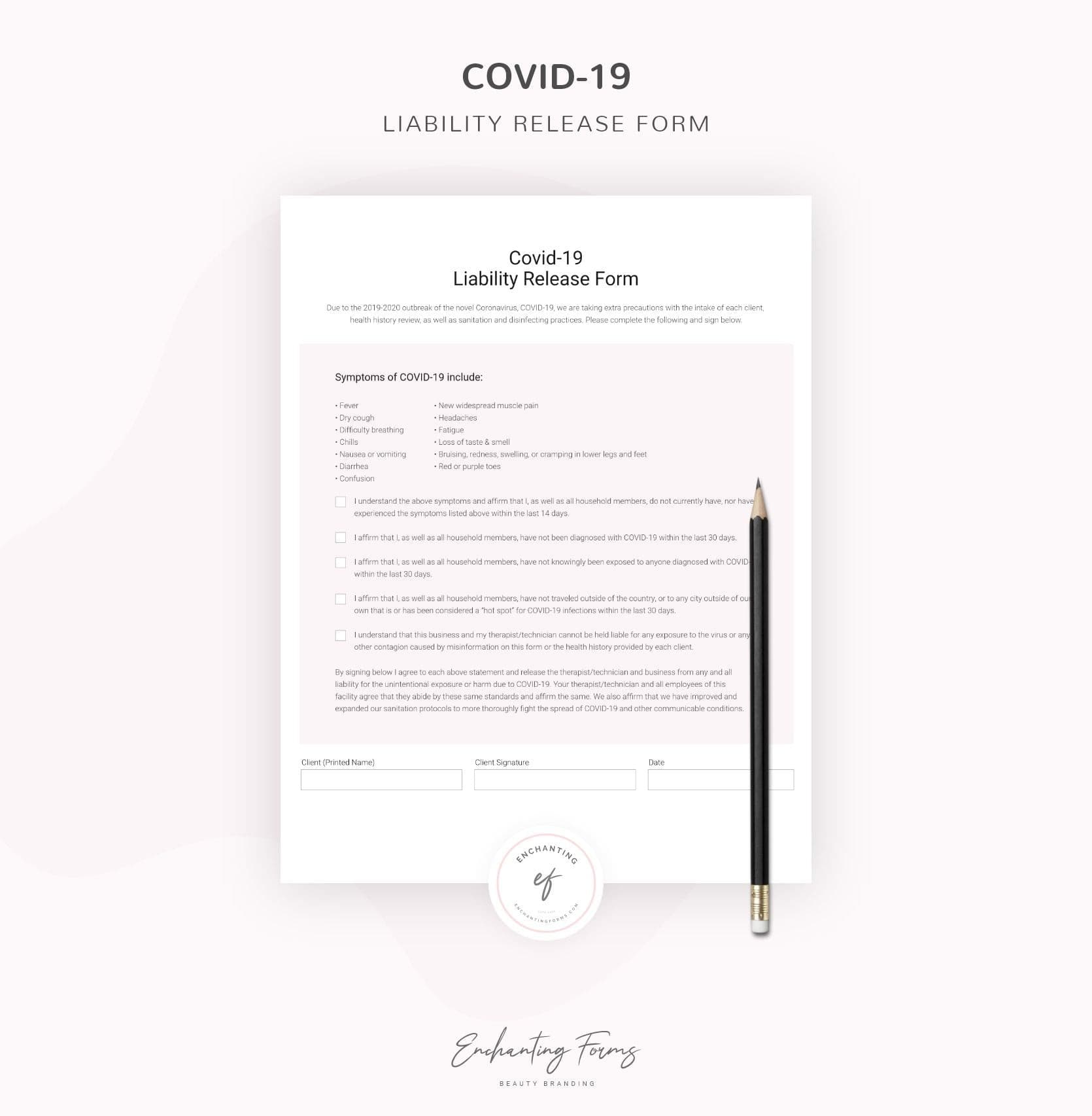 Covid-19 Liability Release Form